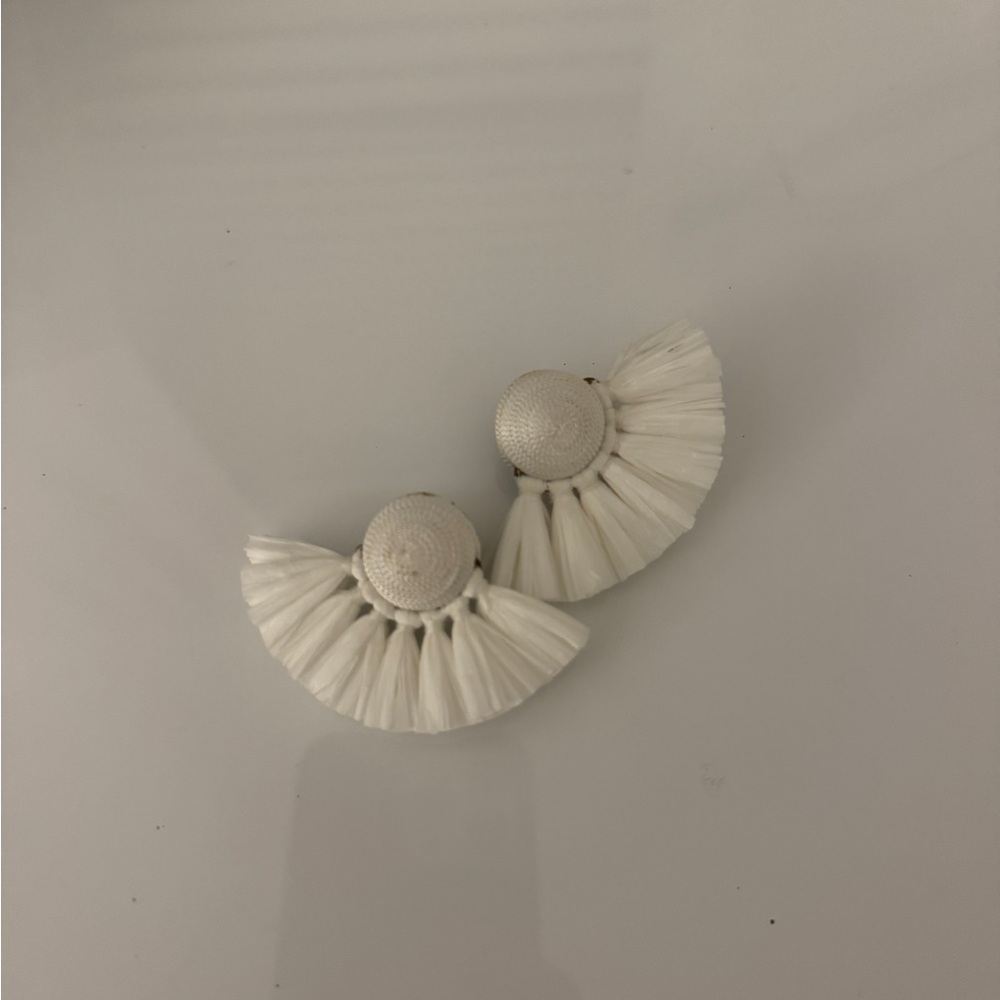 White Fan Earrings